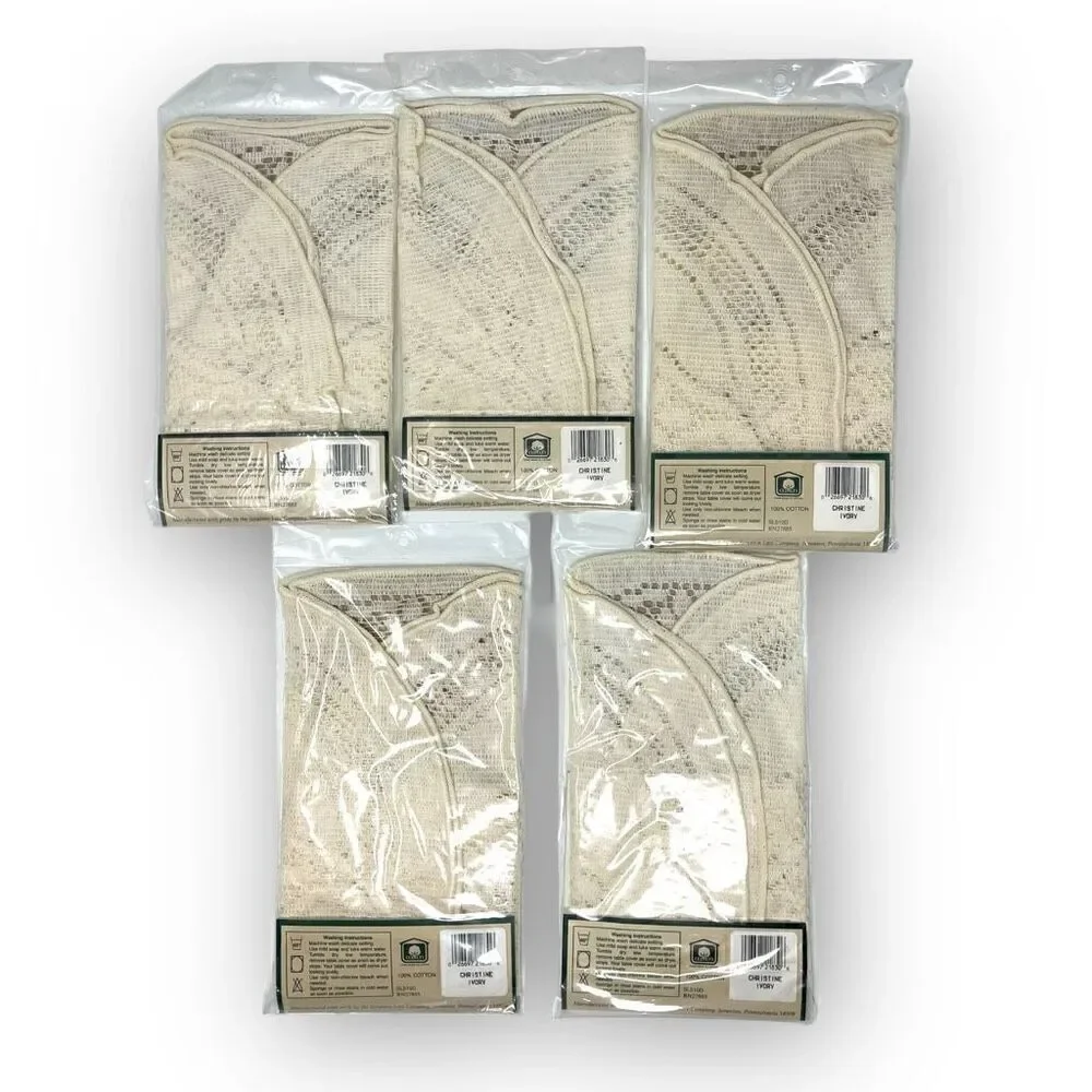 Scranton Lace Company Woven Nottingham Ivory Lace 15 Round Doilies USA Lot of 10